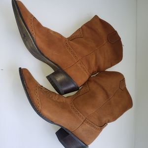 Durango Crush western cowboy boots, slouchy suede, pumpkin brown fall color